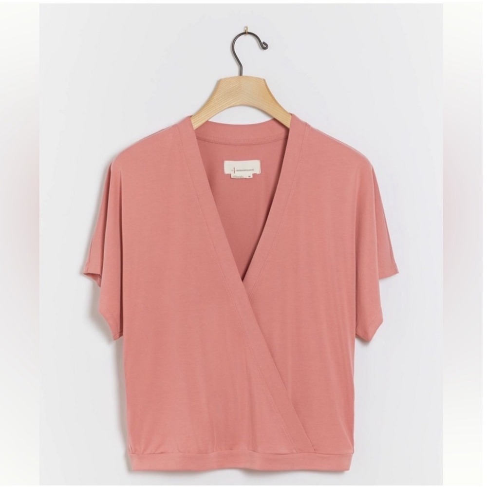 Anthropologie NWT Effie Wrap Top Pink Rose Modalโ Blend Dolman Sleeve- Size S